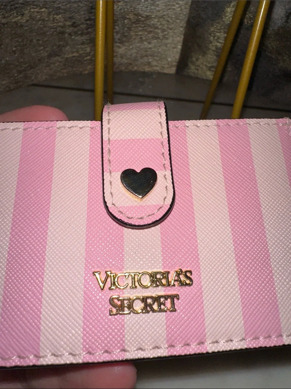 Victoria's Secret Pink Striped Snap Accordion Card Wallet - Picture 3 of 6